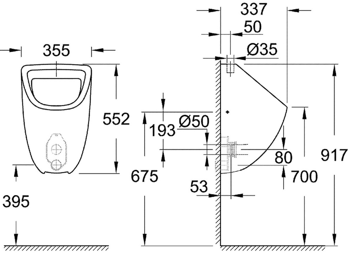 Grohe Bau Ceramic 39439000 Габаритные размеры
