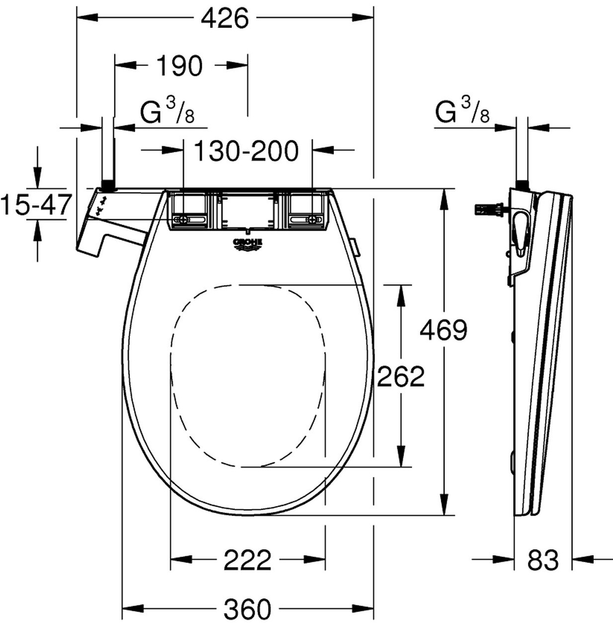 Grohe Bau Ceramic 39648SH0 Габаритные размеры