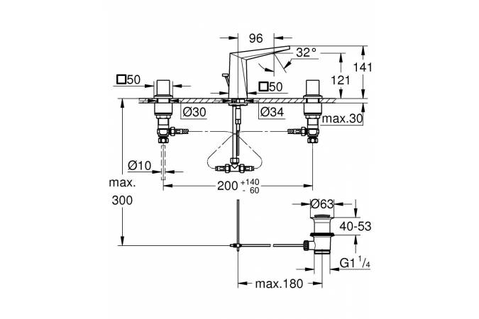 Grohe Allure Brilliant 20342000 Габаритні розміри