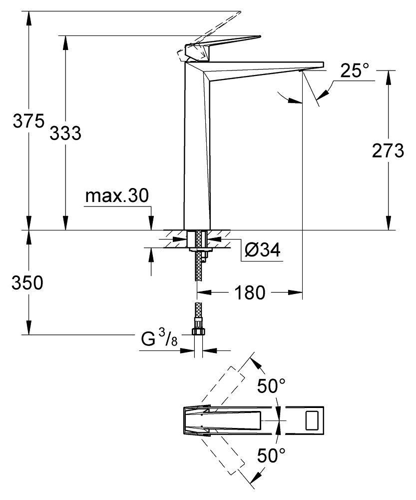 Grohe Allure Brilliant 23114000 Габаритные размеры