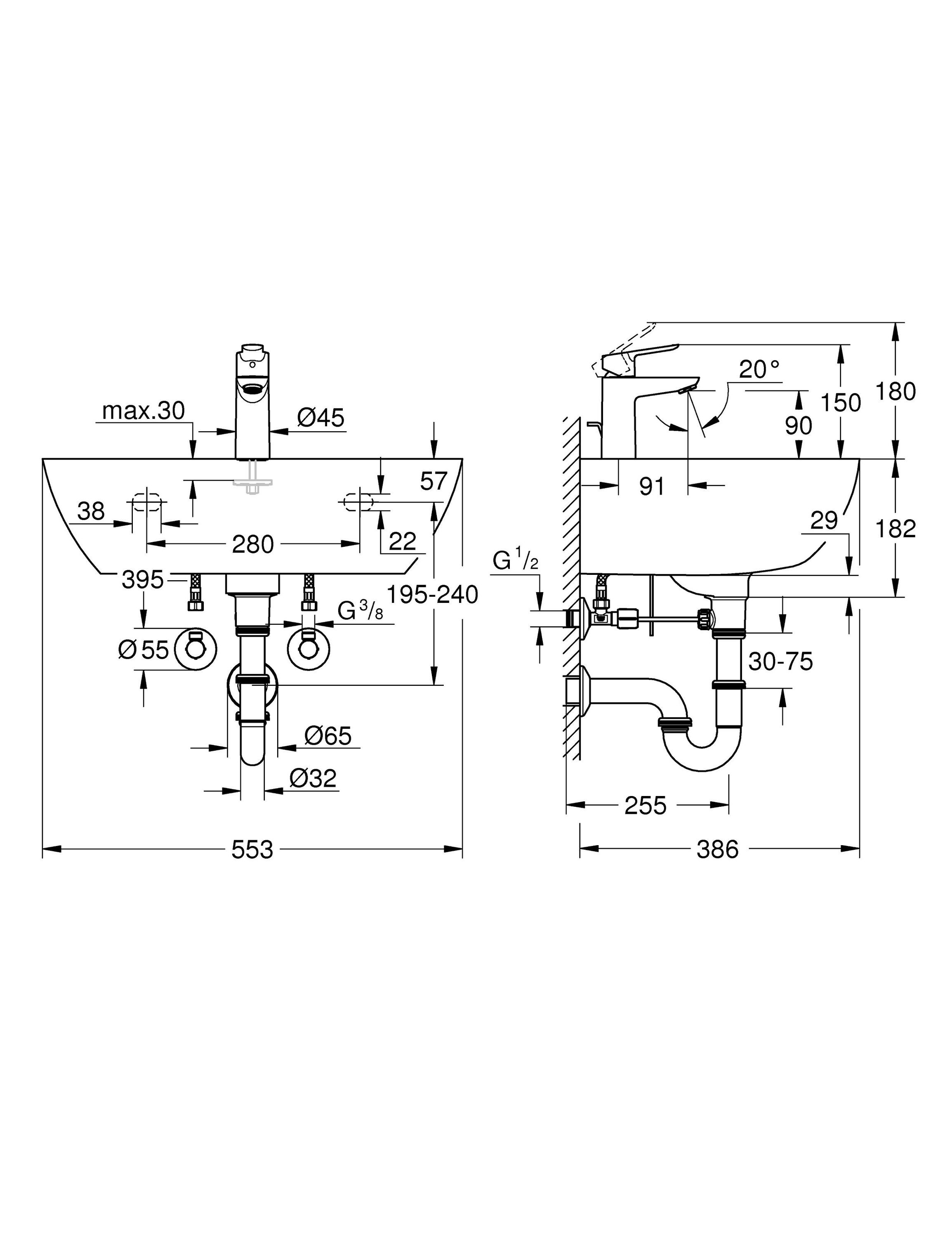 Змішувач для умивальника Grohe Bau Ceramic BCBE001 ціна 4005.60 грн - фотографія 2