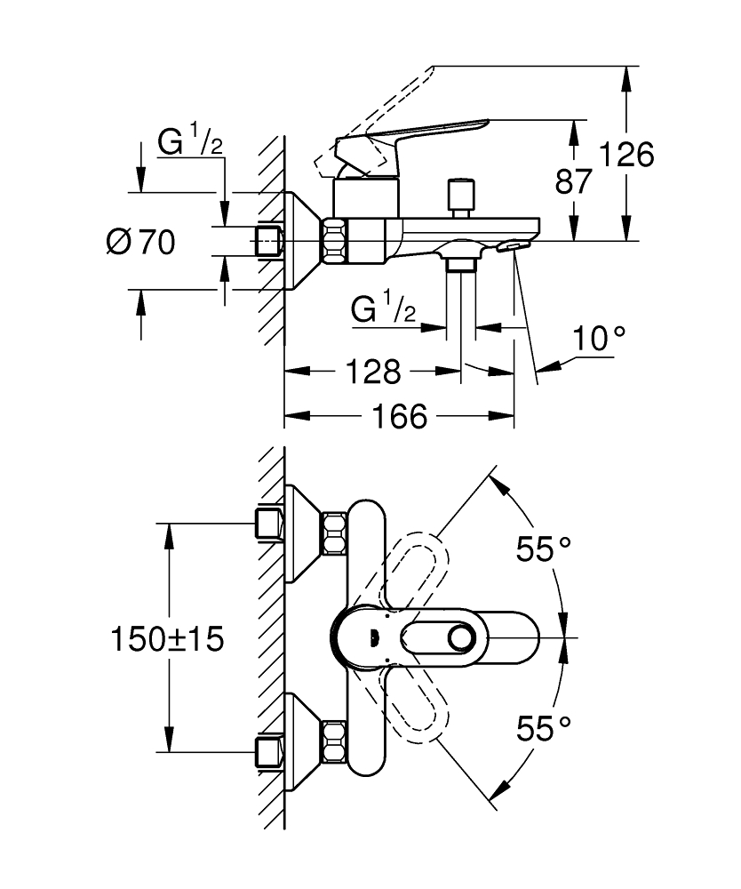 Grohe BauLoop 123215M Габаритные размеры