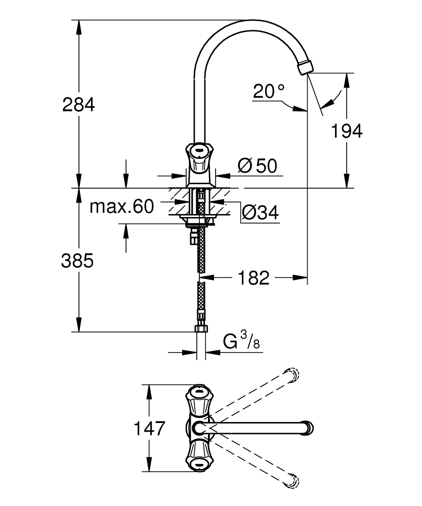 Grohe Costa L 31831001 Габаритні розміри