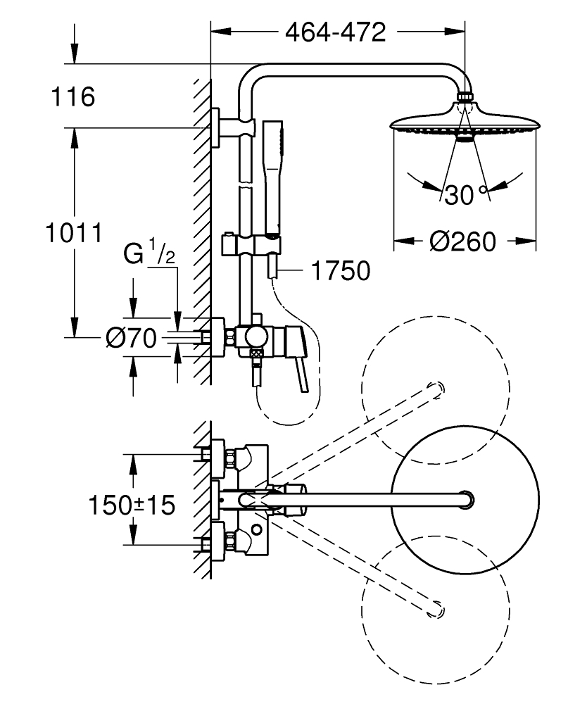 Grohe Euphoria 23061002 Габаритні розміри