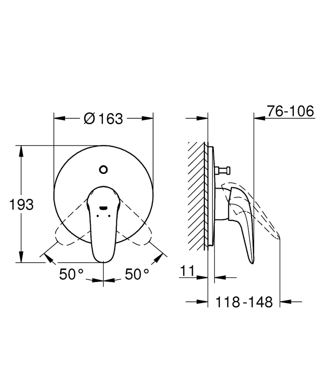 Grohe Eurostyle 29099LS3 Габаритные размеры