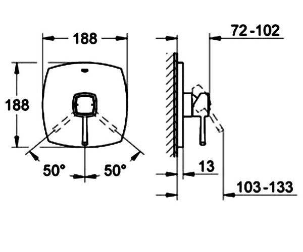 Grohe Grandera 19932000 Габаритні розміри