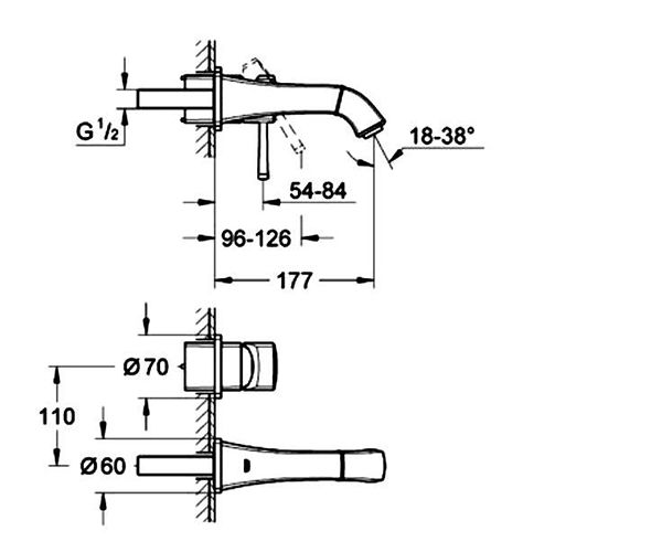 Grohe Grandera S-Size 19929000 Габаритні розміри