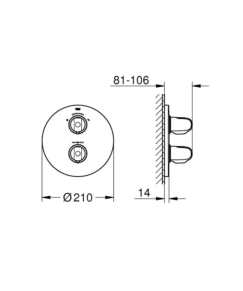 Grohe Grohtherm 1000 19985000 Габаритні розміри