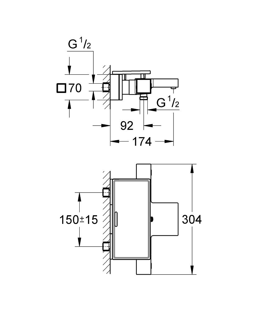 Grohe Grohtherm Cube 34502000 Габаритные размеры