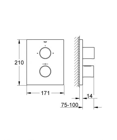 Grohe Grohtherm F 27618000 Габаритні розміри