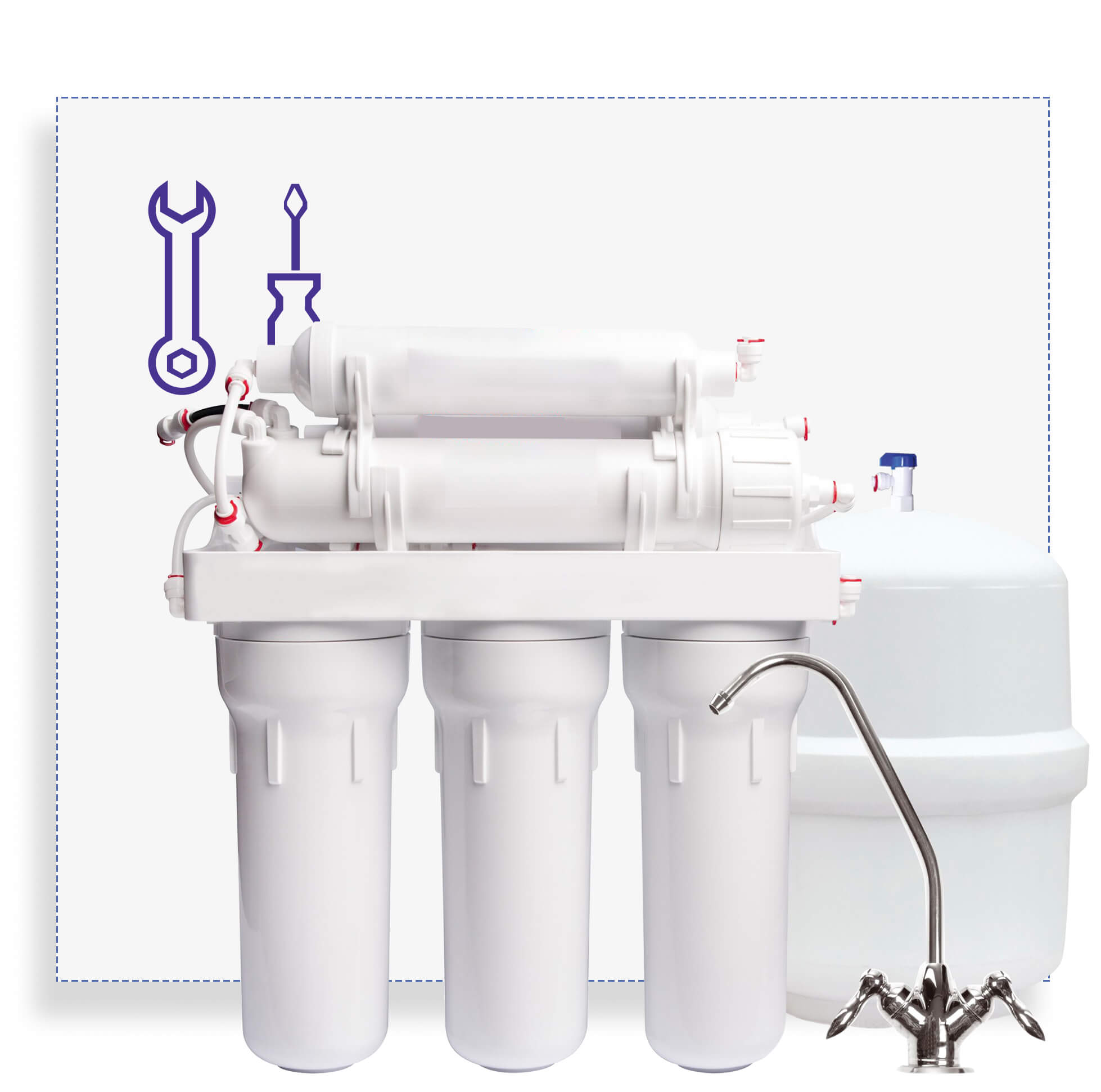 Сервис Регулярный сервис фильтров (компактного или классического) ВКЛЮЧАЯ замену основных фильтрующих картриджей для питьевой воды