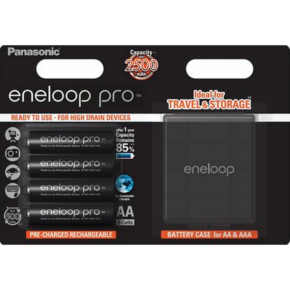 Аккумуляторы AA Panasonic Eneloop Pro + Case [BK-3HCDEC4BE]