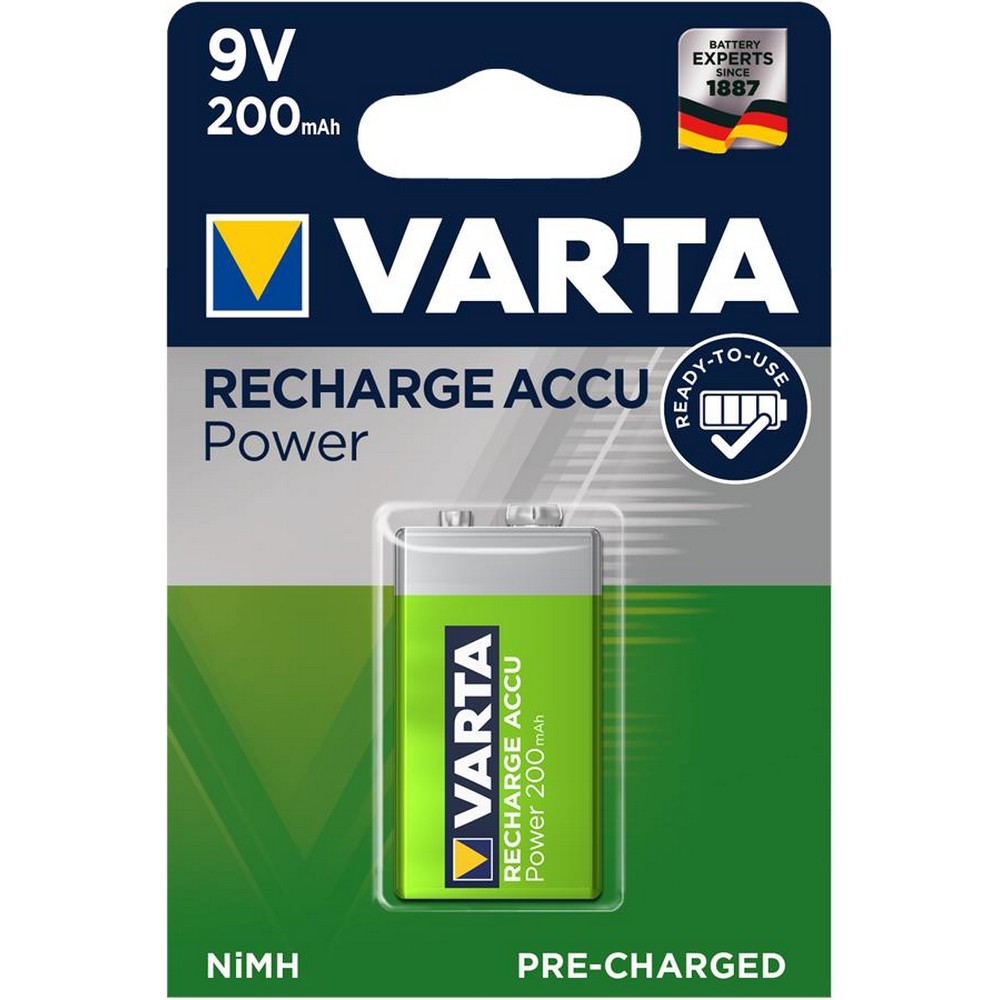 Аккумулятор Varta RECHARGEABLE ACCU 6F22 9V 200mAh BLI 1 NI-MH (READY 2 USE)