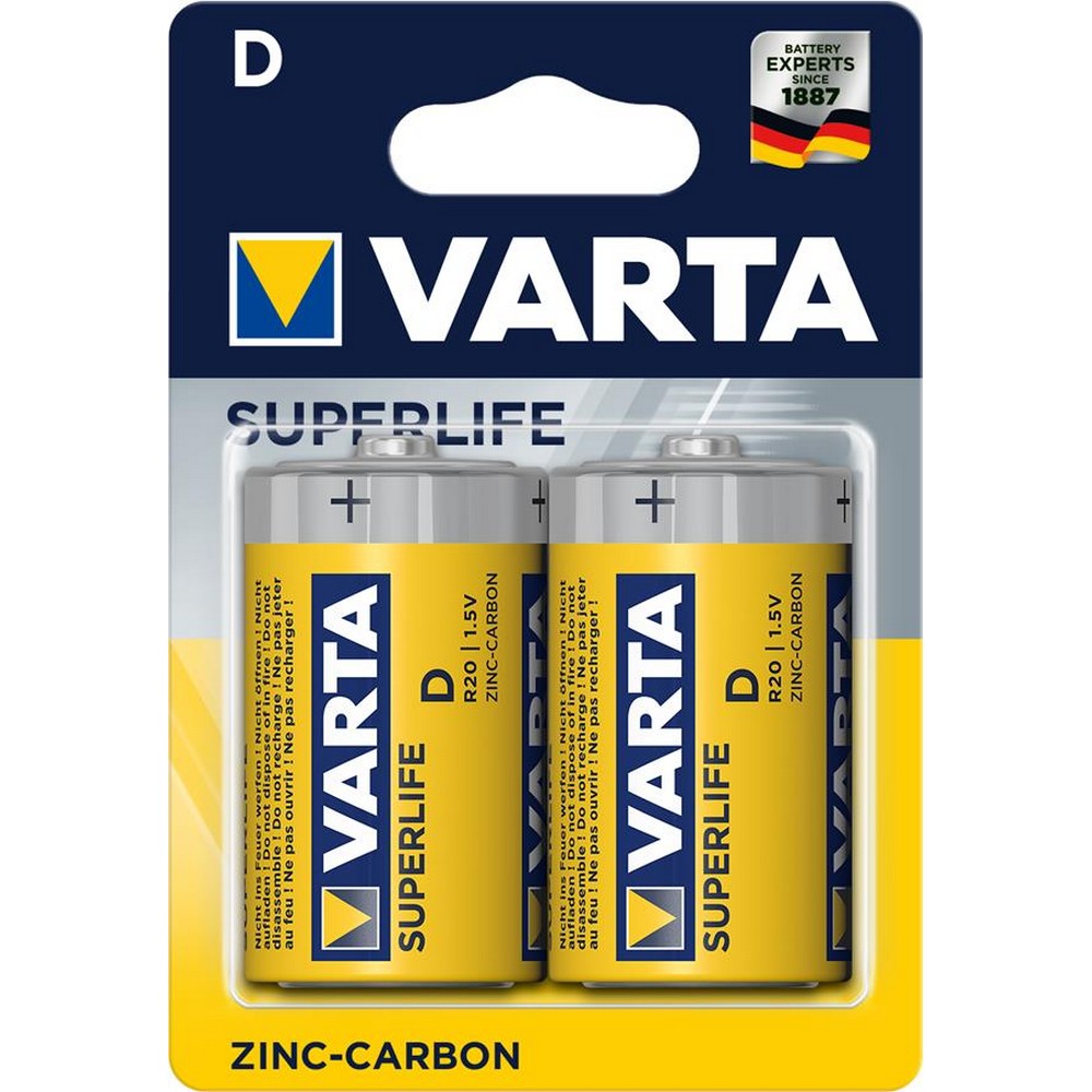 Carbon-Zinc батарейки Varta Superlife D [Superlife D BLI 2 ZINC-Carbon]