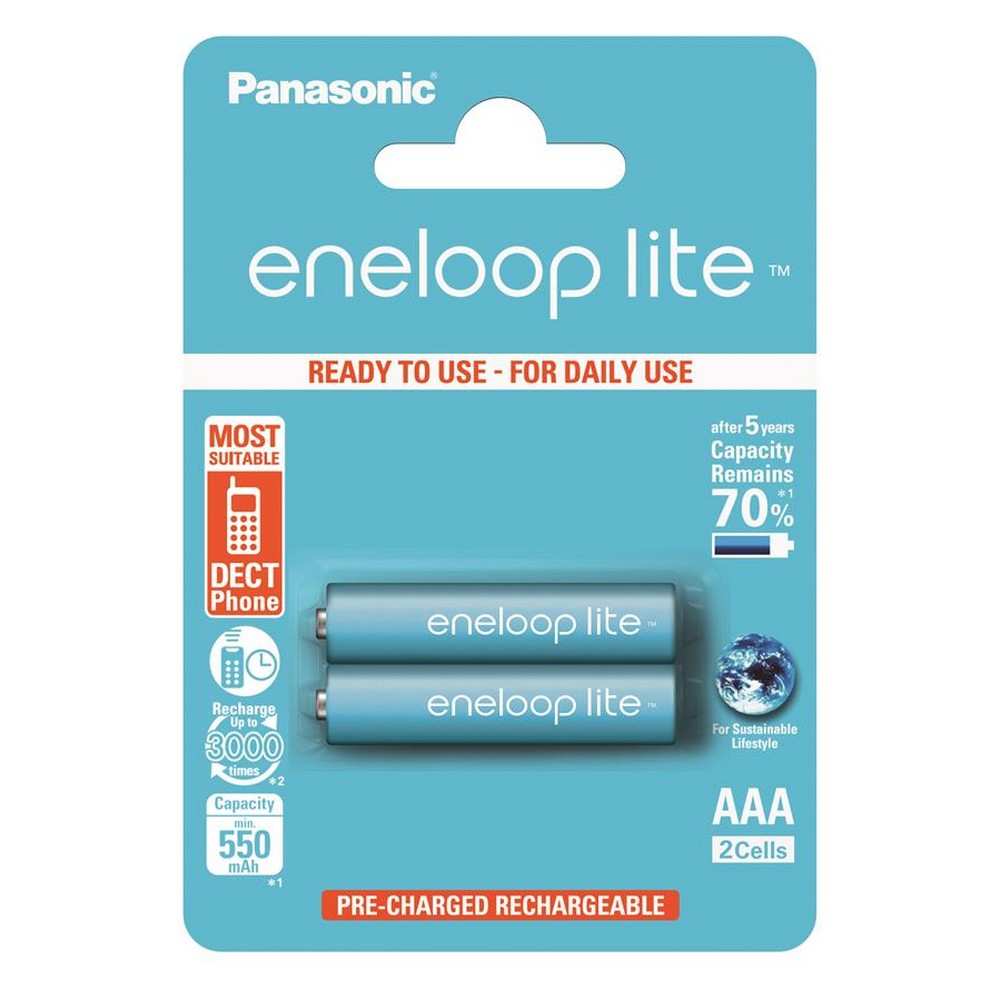 Батарейки типа ААА Panasonic Eneloop Lite AAA [550 2BP mAH NI-MH]