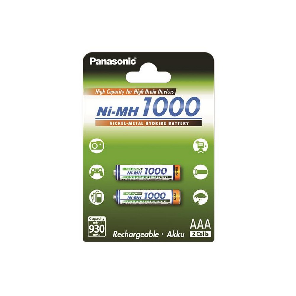 Panasonic High Capacity AAA 1000 mAh 2BP NI-MH