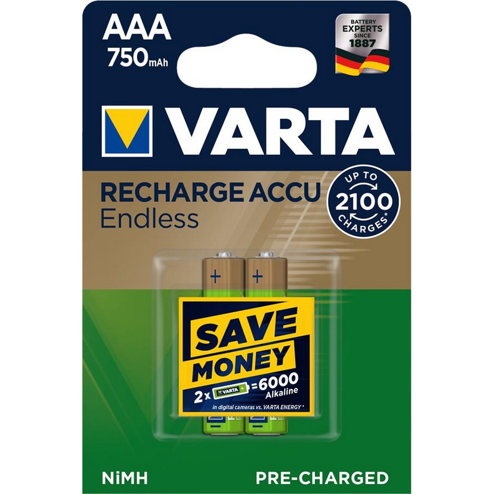 Батарейки типа ААА Varta Endless AAA (RECHARGEABLE ACCU) [BLI 2]