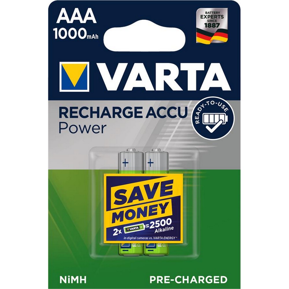Батарейки типа ААА Varta RECHARGEABLE ACCU AAA 1000mAh BLI 2 NI-MH (READY 2 USE)