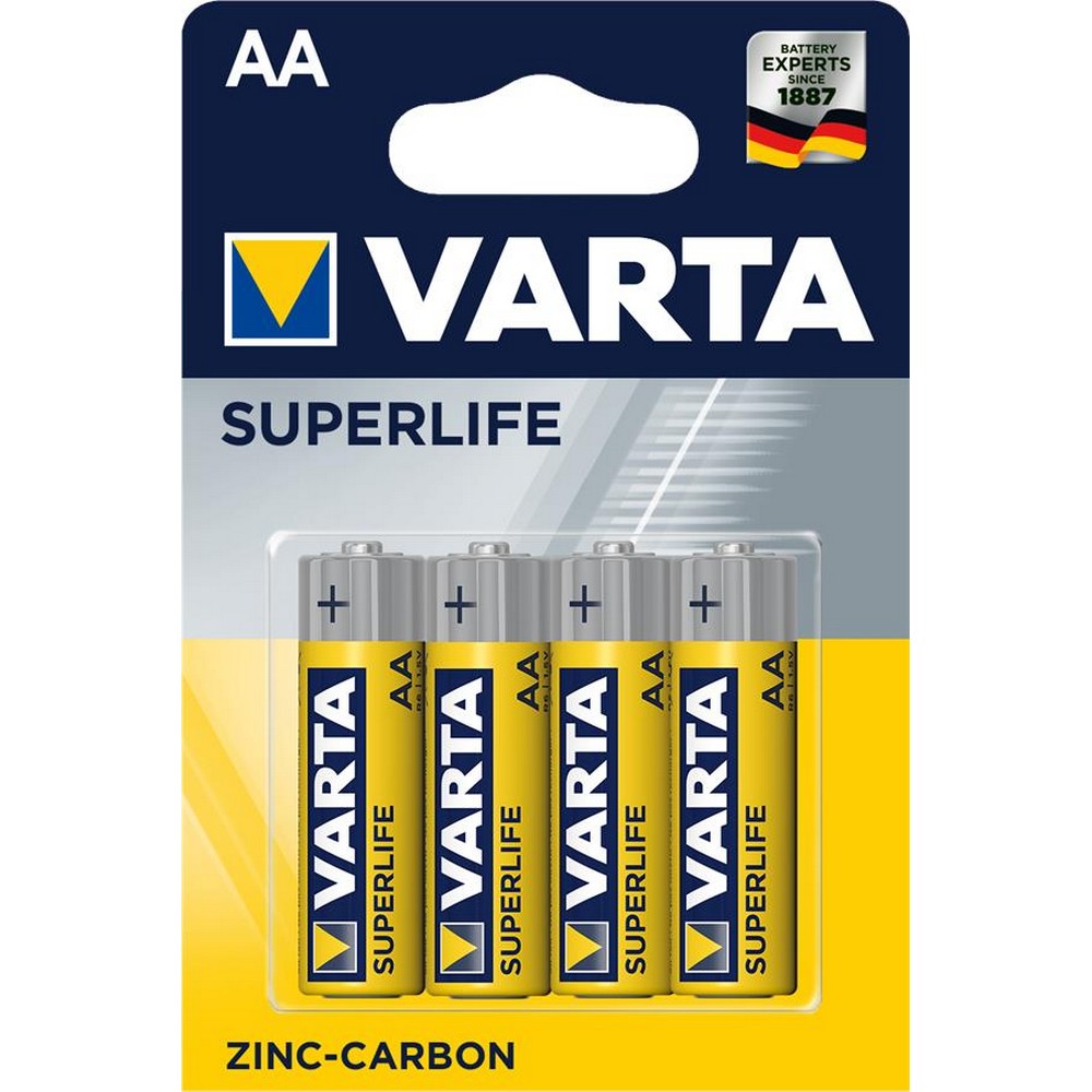 Батарейки типа АА Varta Superlife AA [BLI 4 ZINC-Carbon]