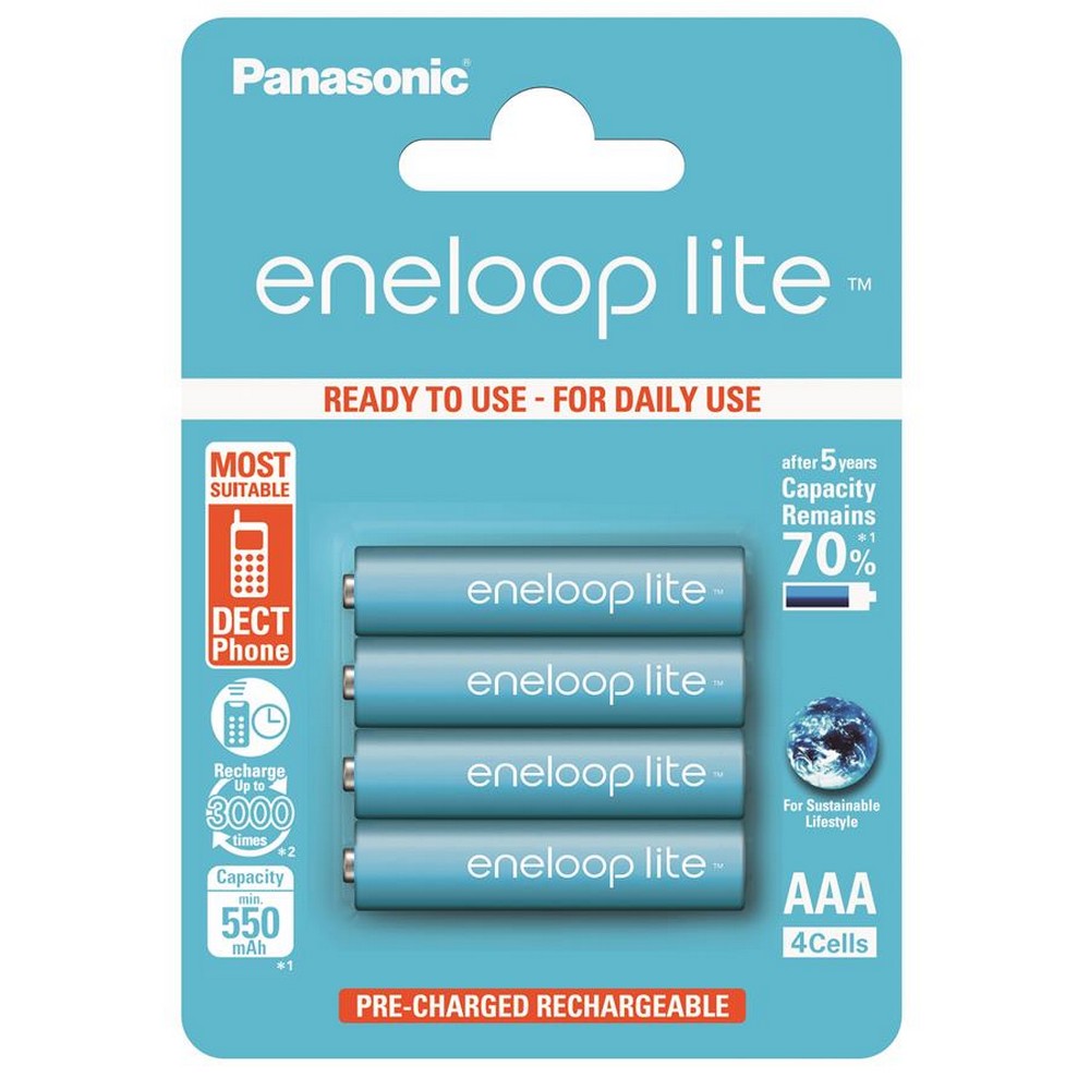 Батарейки типа ААА Panasonic Eneloop Lite AAA [550 4BP mAH NI-MH]