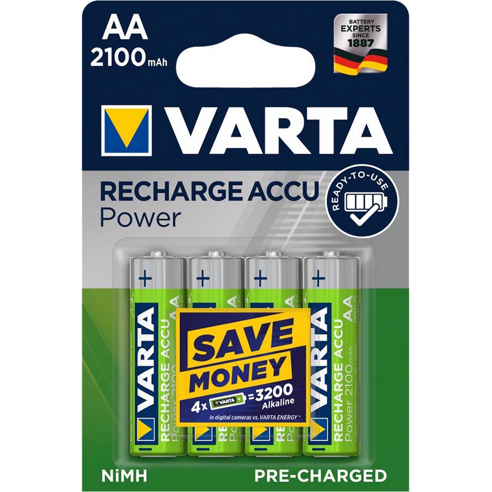 Аккумуляторы AA Varta RECHARGEABLE ACCU AA 2100mAh BLI 4 NI-MH (READY 2 USE)
