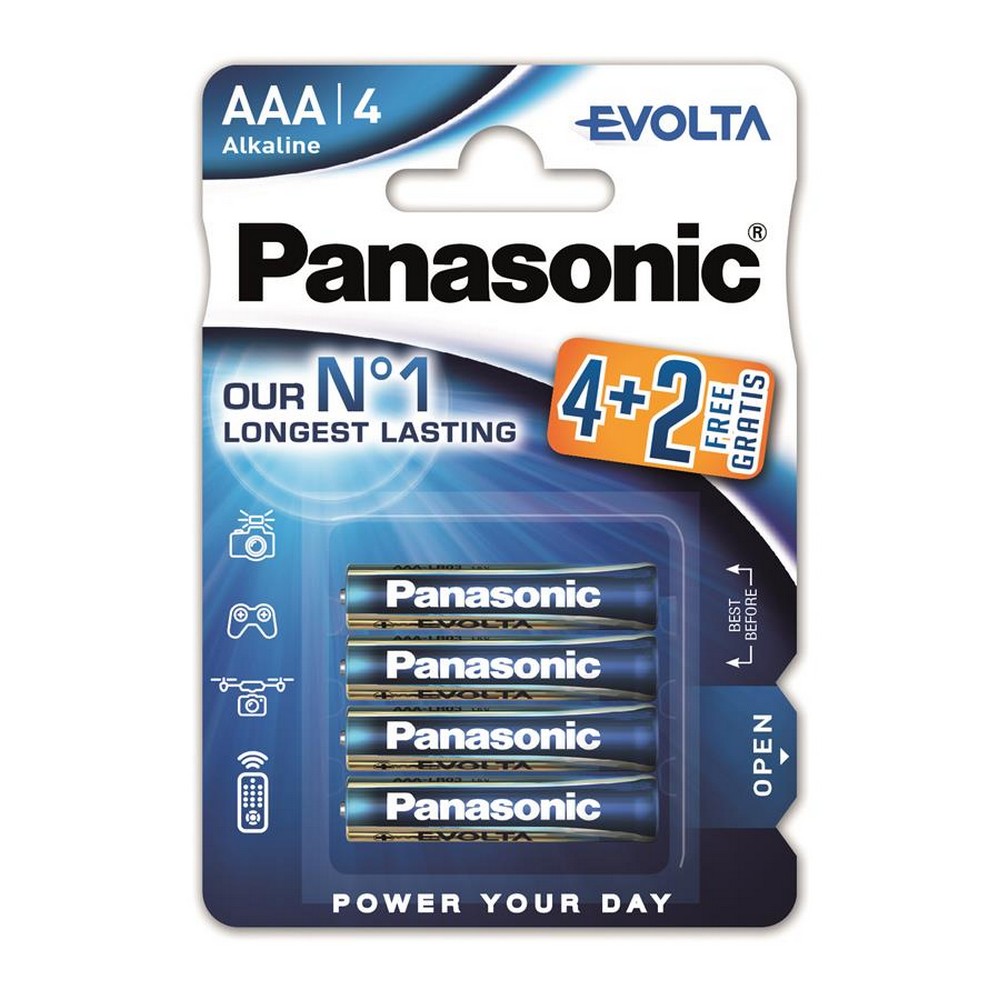 Батарейки типа ААА Panasonic Evolta AAA BLI(4+2) Alkaline