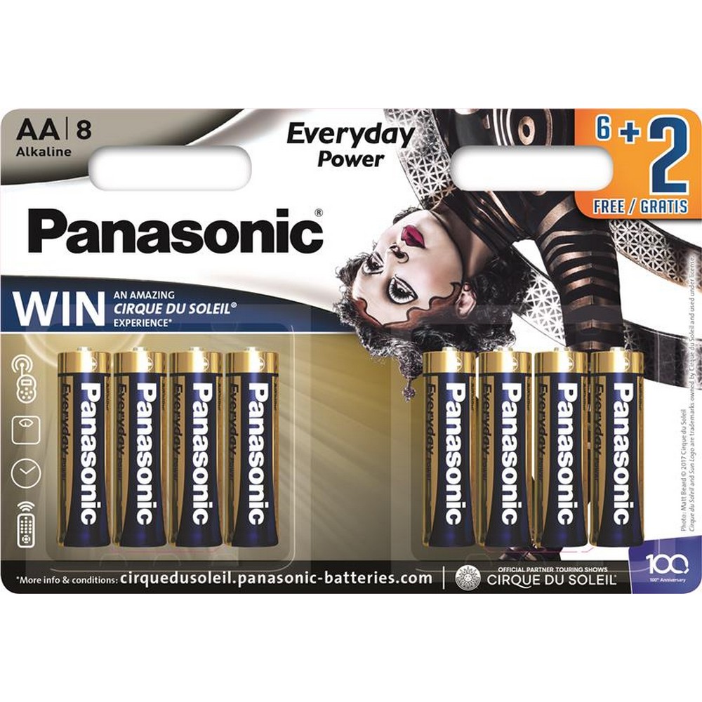 Батарейка Panasonic Everyday Power AA [BLI 8 Alkaline Cirque du Soleil] в интернет-магазине, главное фото