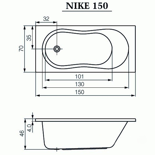 Ванна Cersanit Nike 150x70 (S301-246) ціна 5125 грн - фотографія 2
