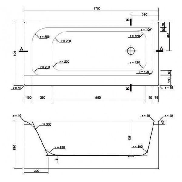 Cersanit Smart 170x80 права (S301-116/AZBR1000591509) Габаритні розміри