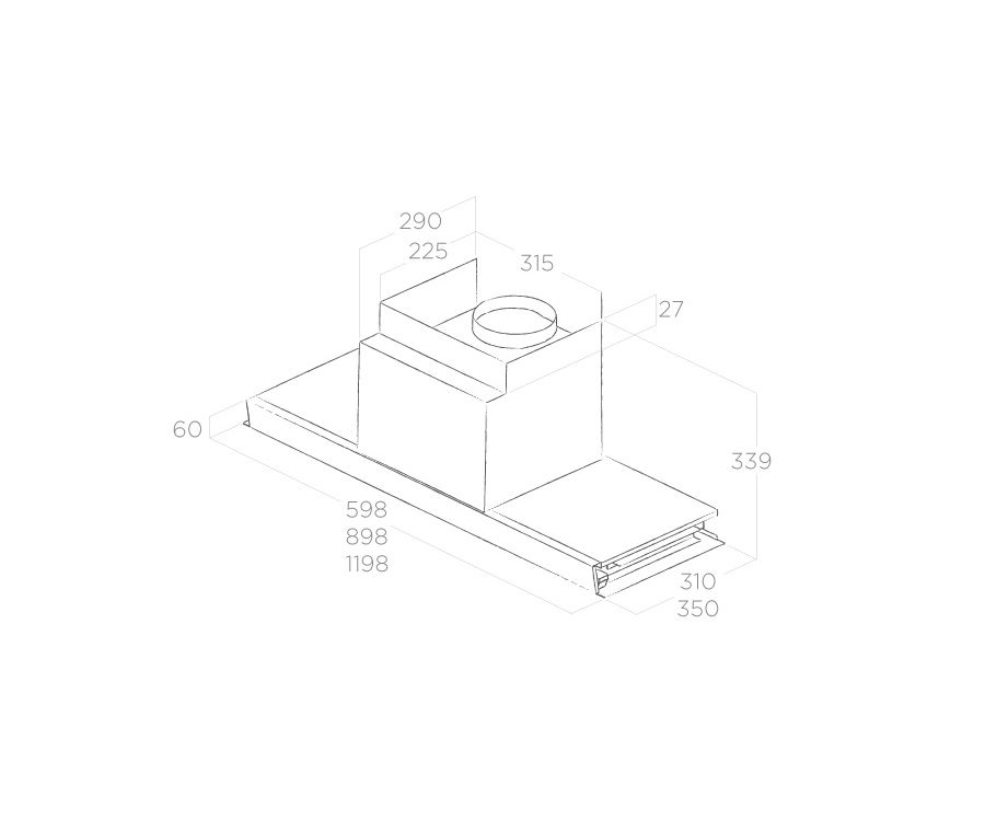 Elica Box IN PLUS IXGL/A/60 Габаритные размеры