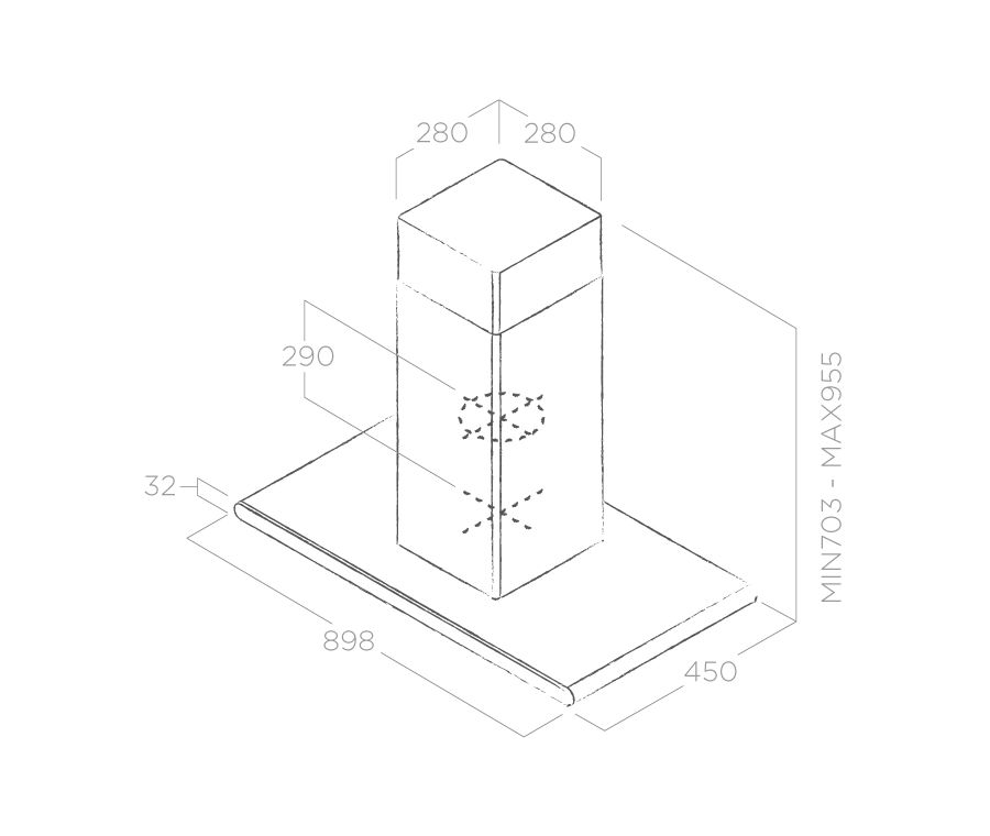 Elica Galaxy ISLAND BLIX/A/90x45 Габаритні розміри