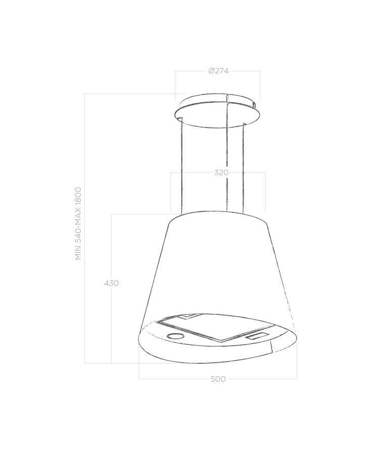 Elica Juno BL/F/50 Габаритные размеры