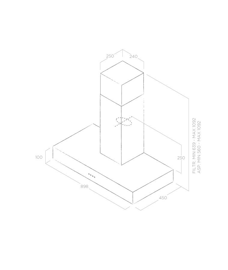 Elica Spot URBAN CAST IRON/A/90 Габаритные размеры