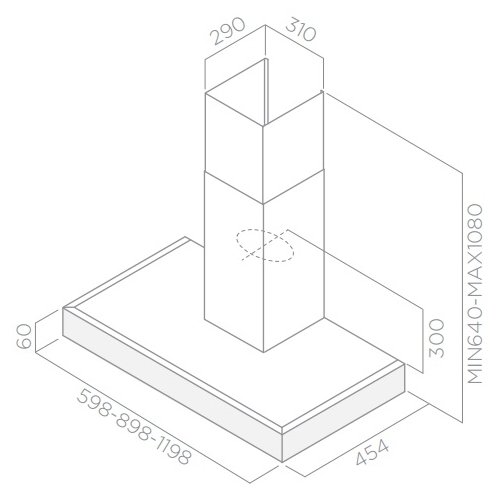 Elica Top SENSE IXBL/F/120 Габаритні розміри