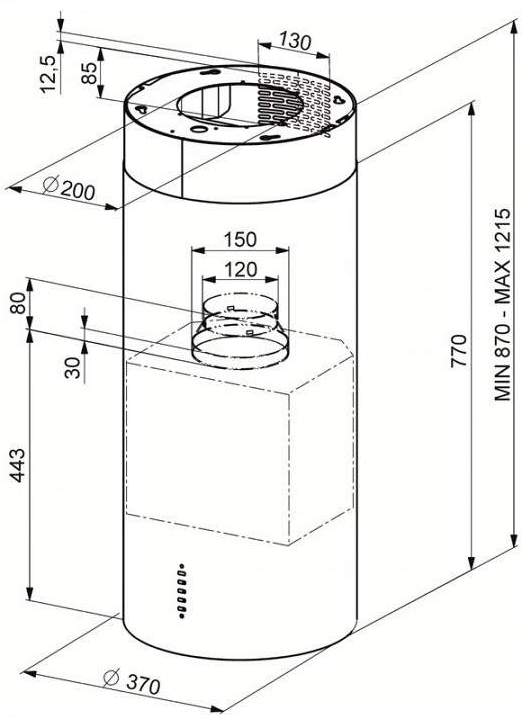 Faber Cylind I.EVO PLUS WH GL Габаритні розміри