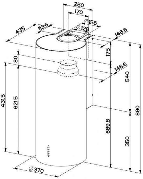 Faber Cylindra/2 EV8 2EL XH89 Габаритные размеры