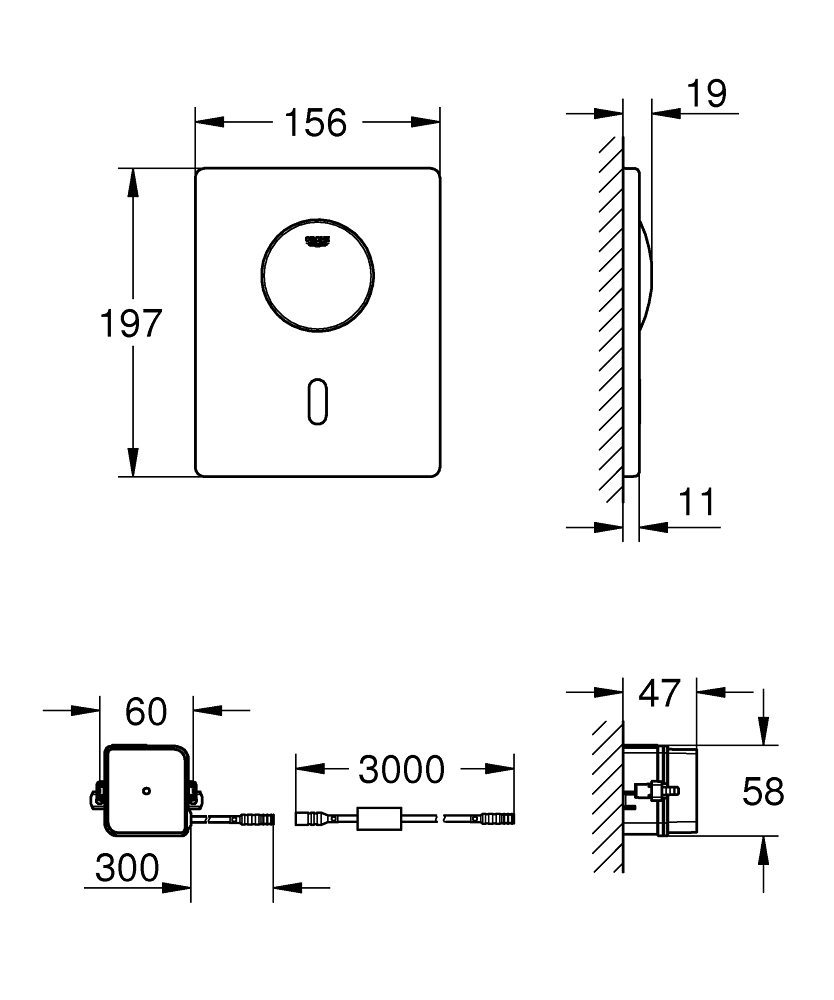 Grohe Tectron Skate 37419SD0 Габаритные размеры