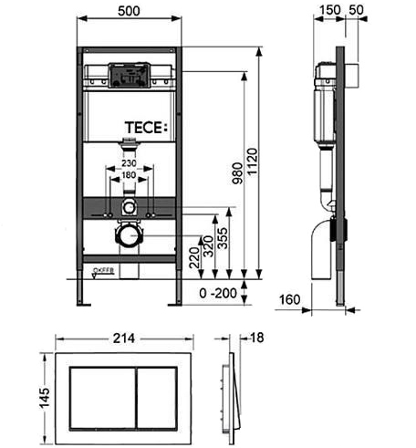 TECE TECEbase kit 9400000 Габаритні розміри