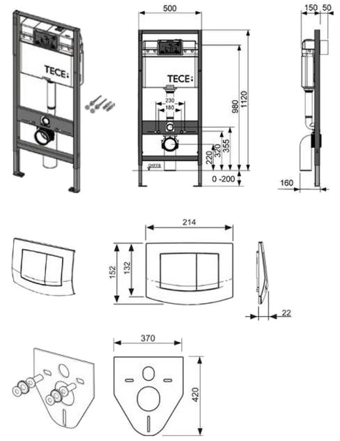 TECE TECEbase kit 9400005 Габаритні розміри