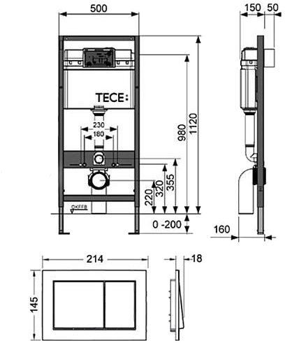 TECE TECEbase kit 9400006 Габаритные размеры