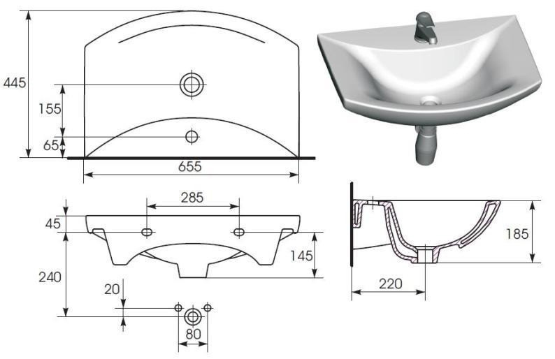 Раковина Cersanit Omega 65 (K11-0003) цена 3029 грн - фотография 2