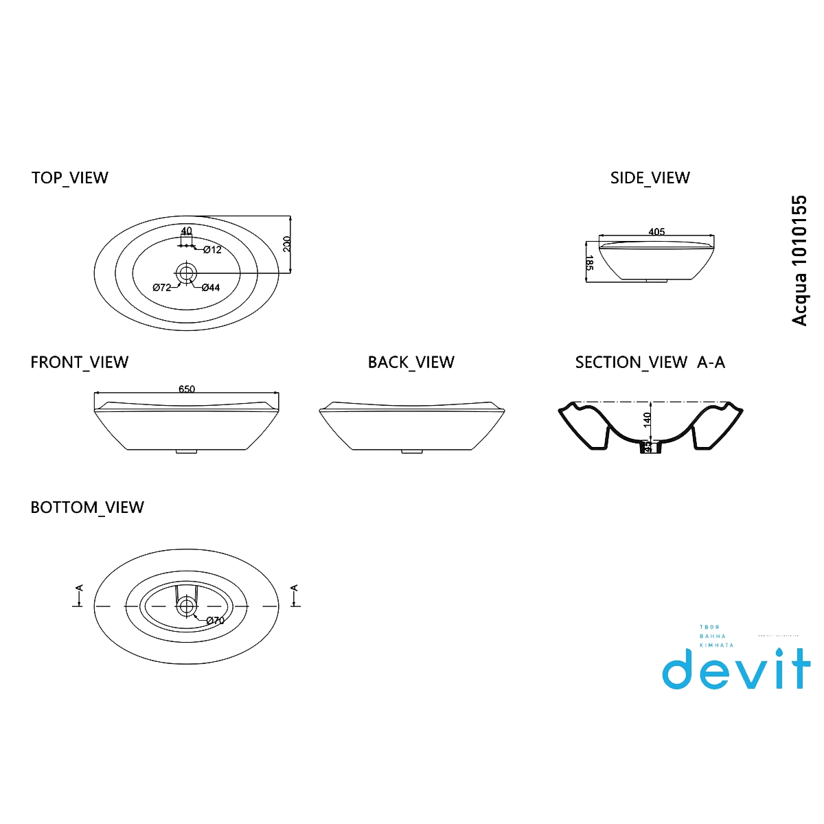 Раковина Devit Acqua 1010155 ціна 0 грн - фотографія 2