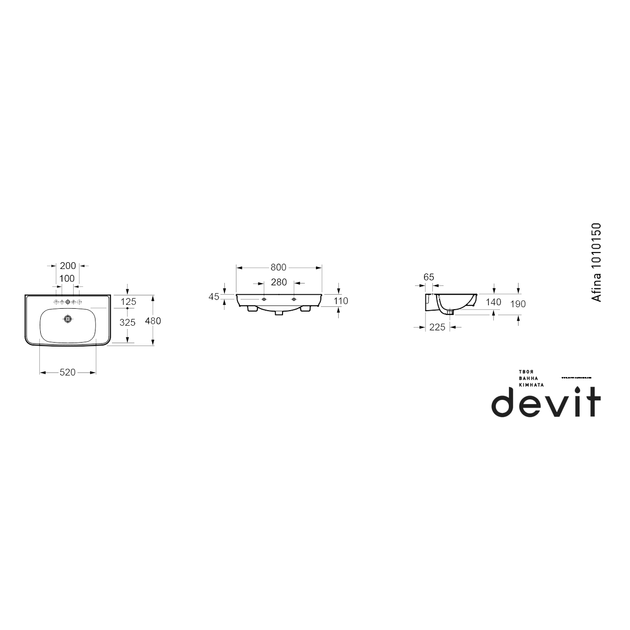 Раковина Devit Afina 1010150 ціна 0 грн - фотографія 2