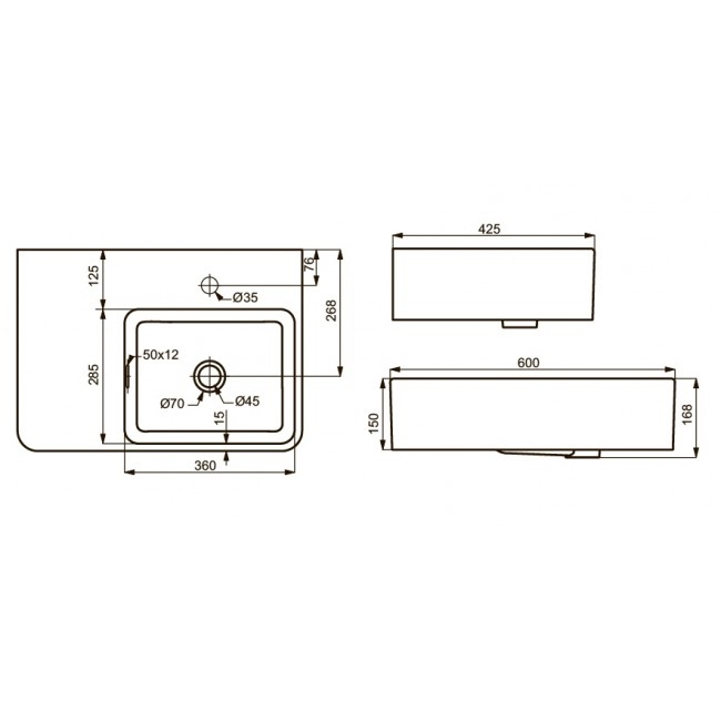 Раковина Devit Quadra 1516132R цена 0.00 грн - фотография 2