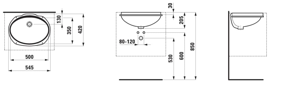 Laufen Savoy H8131920001551 Габаритні розміри