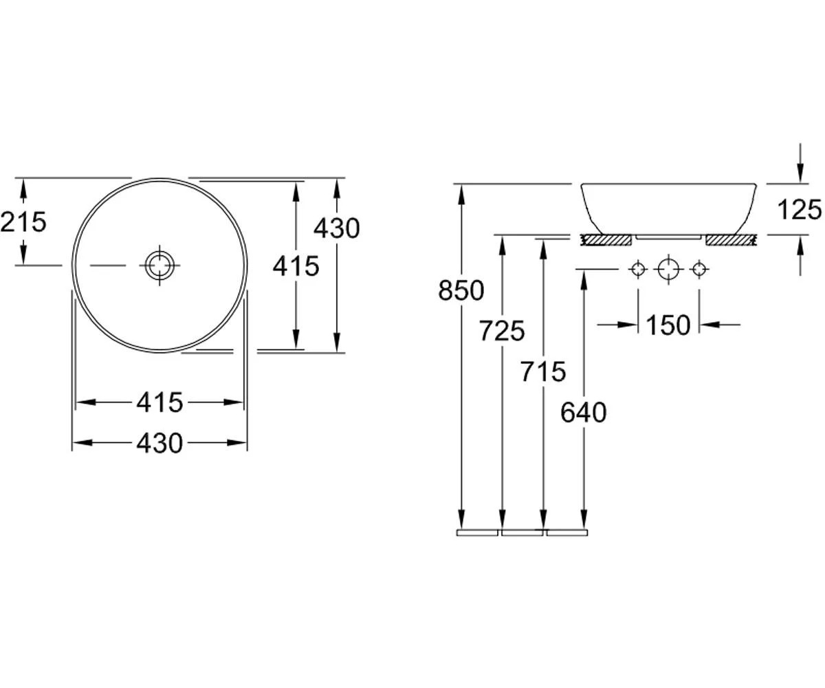 Villeroy&Boch Artis 41794301 Габаритні розміри