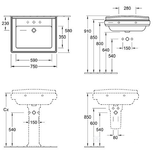 Раковина Villeroy&Boch Hommage 7101A1R1 цена 0 грн - фотография 2