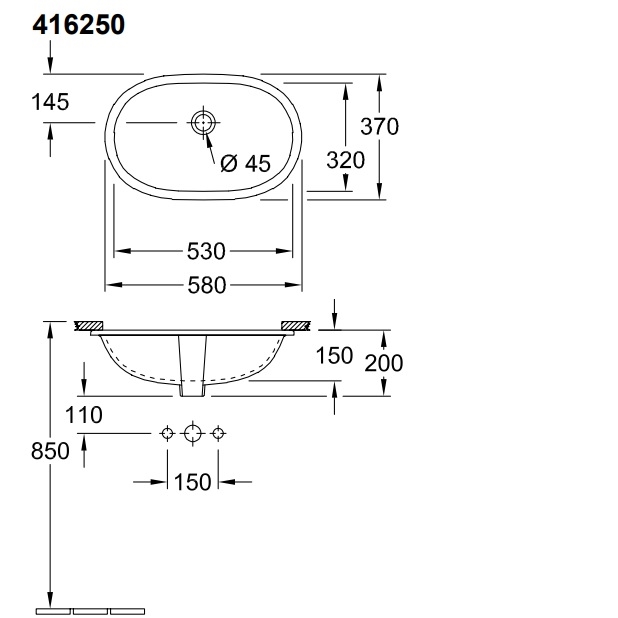 Раковина Villeroy&Boch O.Novo 41625001 ціна 12586 грн - фотографія 2