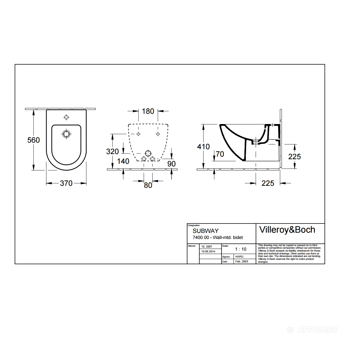 Біде Villeroy&Boch Subway 740000R1 (7K0000R1) ціна 0.00 грн - фотографія 2