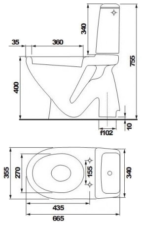 Cersanit Eko 466 E020 Габаритные размеры